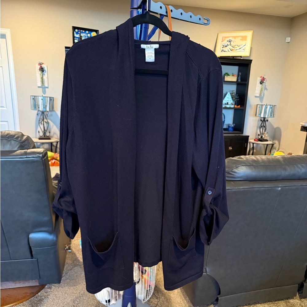 Islea black Cardigan Sweater jacket with pockets. Size 1X